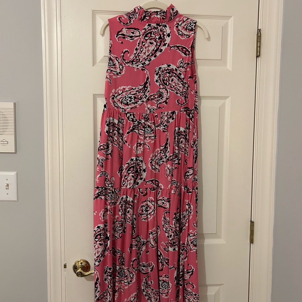 Crown & Ivy Pink Sleeveless Mock Neck Maxi Sundress